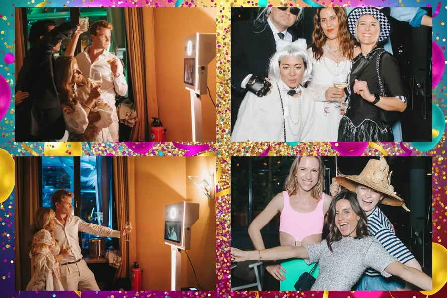 Fotobox-Layout Geburtstag mit Konfetti und vier Fotos