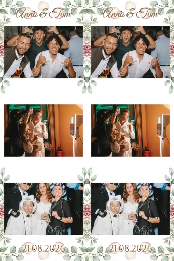 Fotostreifen-Layout Hochzeit mit drei Fotos pro Streifen